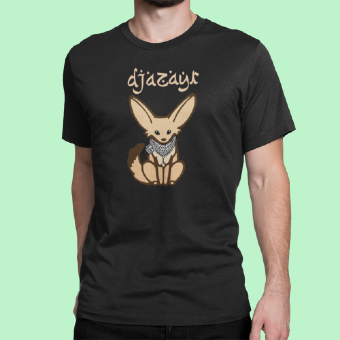 https://rafwear-dz.com/T-Shirt - fennec palestinien - Noir